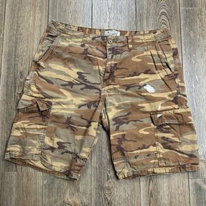Lucky Brand Camouflage Cargo Shorts Men Size 38 Distressed Loose Fit